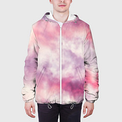 Куртка с капюшоном мужская Абстракция розовое небо, цвет: 3D-белый — фото 2