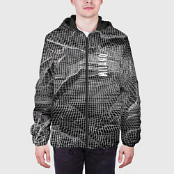 Куртка с капюшоном мужская Мятая сетчатая ткань Crumpled Mesh Fabric, цвет: 3D-черный — фото 2