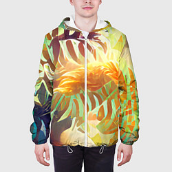 Куртка с капюшоном мужская Fern leaves, цвет: 3D-белый — фото 2