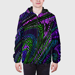 Куртка с капюшоном мужская Абстрактный современный тигровый узор, цвет: 3D-черный — фото 2