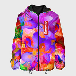 Куртка с капюшоном мужская Красочный цветочный паттерн Лето Colorful Floral P, цвет: 3D-черный