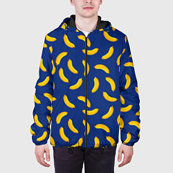 Куртка с капюшоном мужская Banana style Банана стайл, веселый банановый патте, цвет: 3D-черный — фото 2