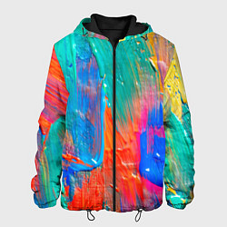 Куртка с капюшоном мужская Мазки масляной краски Абстракция Oil Paint Strokes, цвет: 3D-черный