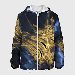Куртка с капюшоном мужская Фрактальная футуристическая композиция Абстракция, цвет: 3D-белый