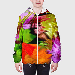 Куртка с капюшоном мужская Разноцветная абстрактная композиция Лето Multi-col, цвет: 3D-белый — фото 2