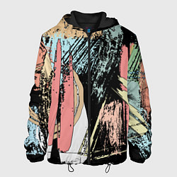 Куртка с капюшоном мужская Абстрактные мазки цветной краской abstraction, цвет: 3D-черный