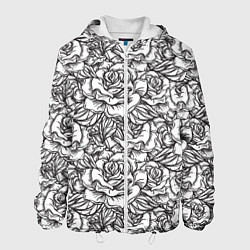 Куртка с капюшоном мужская Цветы Много Белых Роз, цвет: 3D-белый