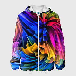 Куртка с капюшоном мужская Абстрактная неоновая композиция Abstract neon comp, цвет: 3D-белый