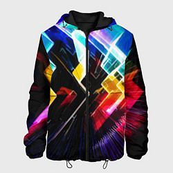 Куртка с капюшоном мужская Неоновая молния Абстракция Neon Lightning Abstract, цвет: 3D-черный