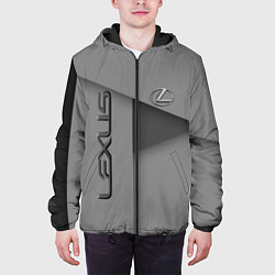 Куртка с капюшоном мужская Lexus - серая абстракция, цвет: 3D-черный — фото 2