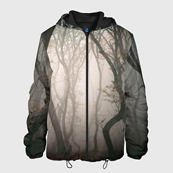 Куртка с капюшоном мужская Лес Туман, цвет: 3D-черный