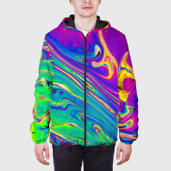 Куртка с капюшоном мужская Абстракция кислота, цвет: 3D-черный — фото 2