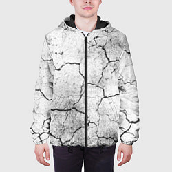 Куртка с капюшоном мужская ТРЕЩИНЫ ЧЕРНО БЕЛЫЙ, цвет: 3D-черный — фото 2