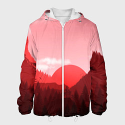 Куртка с капюшоном мужская Закат в горах в розовых тонах, цвет: 3D-белый