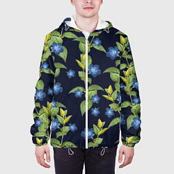 Куртка с капюшоном мужская Цветы Барвинок, цвет: 3D-белый — фото 2