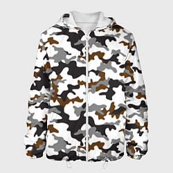 Куртка с капюшоном мужская Камуфляж Чёрно-Белый Camouflage Black-White, цвет: 3D-белый