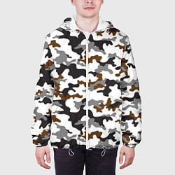 Куртка с капюшоном мужская Камуфляж Чёрно-Белый Camouflage Black-White, цвет: 3D-белый — фото 2