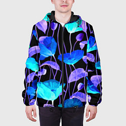 Куртка с капюшоном мужская Авангардный цветочный паттерн Fashion trend, цвет: 3D-черный — фото 2