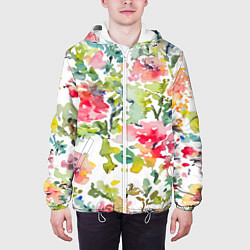 Куртка с капюшоном мужская Floral pattern Watercolour Summer, цвет: 3D-белый — фото 2