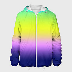 Куртка с капюшоном мужская Разноцветный размытый фон градиент, цвет: 3D-белый