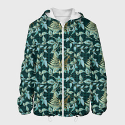 Куртка с капюшоном мужская Листья в 3D абстракция, цвет: 3D-белый