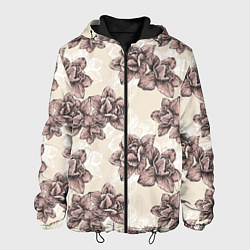Куртка с капюшоном мужская Цветы Розы На Светлом Фоне, цвет: 3D-черный
