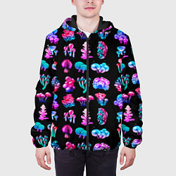 Куртка с капюшоном мужская NEON MUSHROOMS, цвет: 3D-черный — фото 2