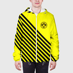 Куртка с капюшоном мужская Borussia черные полосы, цвет: 3D-белый — фото 2