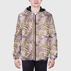 Куртка с капюшоном мужская Золотистые бабочки, цвет: 3D-черный — фото 2