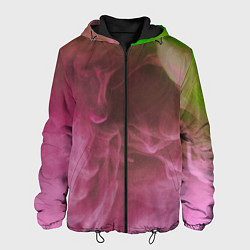 Куртка с капюшоном мужская Неоновый дым - Розовый и зелёный, цвет: 3D-черный