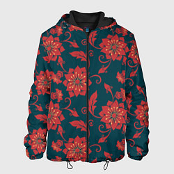 Мужская куртка Red flowers texture