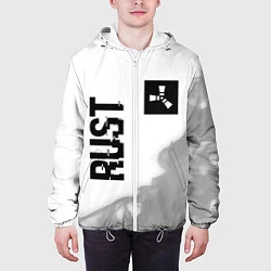 Куртка с капюшоном мужская Rust Glitch на светлом фоне, цвет: 3D-белый — фото 2