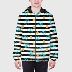 Куртка с капюшоном мужская Полосатый модный праздничный узор, цвет: 3D-черный — фото 2