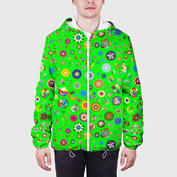 Куртка с капюшоном мужская TEXTURE OF MULTICOLORED FLOWERS, цвет: 3D-белый — фото 2