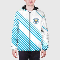 Куртка с капюшоном мужская Манчестер сити голубые полоски, цвет: 3D-черный — фото 2