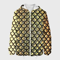 Куртка с капюшоном мужская Чешуя золотая, цвет: 3D-белый