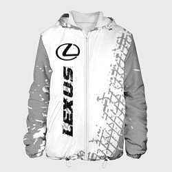 Куртка с капюшоном мужская Lexus Speed на светлом фоне со следами шин, цвет: 3D-белый