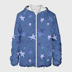 Куртка с капюшоном мужская Gray-Blue Star Pattern, цвет: 3D-белый