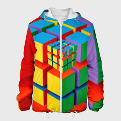 Куртка с капюшоном мужская Цветные кубики КУБОКУБ, цвет: 3D-белый