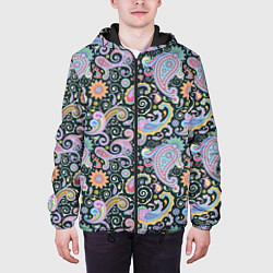 Куртка с капюшоном мужская Узоры Роспись Орнамент, цвет: 3D-черный — фото 2