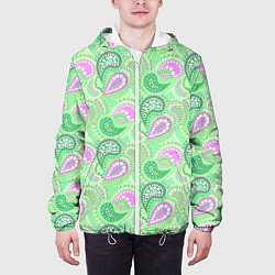 Куртка с капюшоном мужская Turkish cucumber green background, цвет: 3D-белый — фото 2