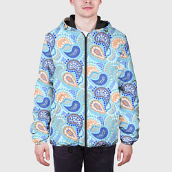 Куртка с капюшоном мужская Турецкий огурец Turkish cucumber blue pattern, цвет: 3D-черный — фото 2