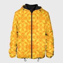Куртка с капюшоном мужская Желтый абстрактный летний орнамент, цвет: 3D-черный
