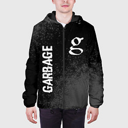 Куртка с капюшоном мужская Garbage Glitch на темном фоне, цвет: 3D-черный — фото 2