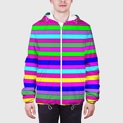 Куртка с капюшоном мужская Multicolored neon bright stripes, цвет: 3D-белый — фото 2