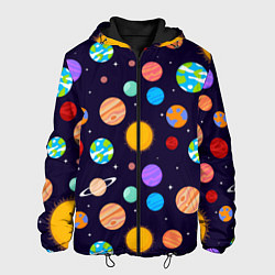Куртка с капюшоном мужская Солнечная Система Планет, цвет: 3D-черный