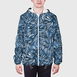Куртка с капюшоном мужская Тропические листья пальмы, цвет: 3D-белый — фото 2