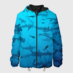 Куртка с капюшоном мужская Акулы - океан, цвет: 3D-черный
