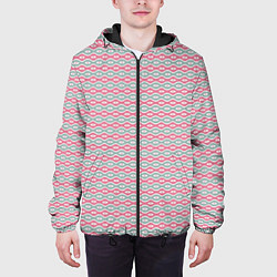 Куртка с капюшоном мужская Волнистые линии узоры, цвет: 3D-черный — фото 2