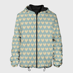 Куртка с капюшоном мужская Бежевые сердечки, цвет: 3D-черный